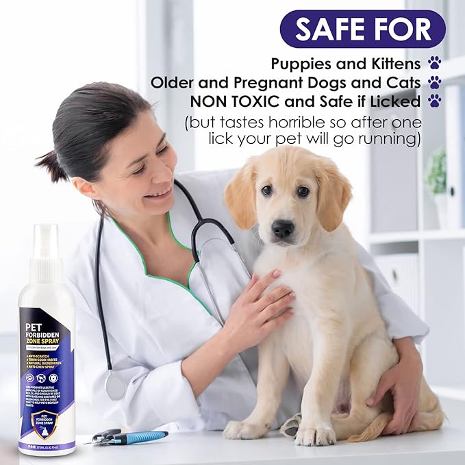 Bitter Apple Spray for Dogs to Stop Chewing, 175ML No Chew Spray for Dogs, Natural Dog Deterrent Spray for Pet Behavior Training, Indoor & Outdoor Safe, Alcohol Free/Non-Toxic/No Sting & No Smell