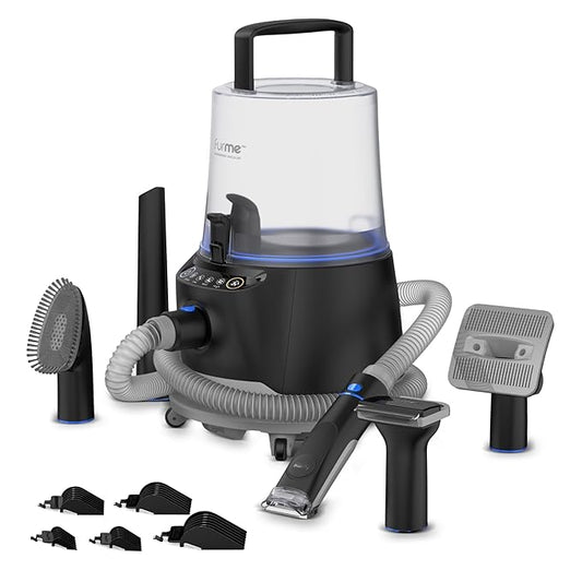 FURME Ultra Pet Grooming Vacuum Kit - Cat & Dog Grooming Kit for Easy Pet Care at Home, Quiet & Safe Dog Hair Remover Machine with Brush, Clipper, Shedding & Cleaner Tools & 4.5L Canister