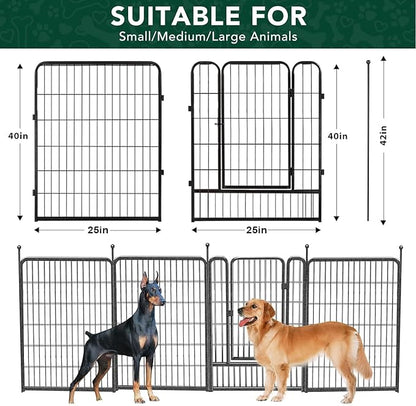 VISCOO Dog Playpen Outdoor, 16 Panels 40" High Metal Dog Fence with Gate, Pet Fence for Large/Small Dogs, Portable Dog Fence for RV Camping, Yard