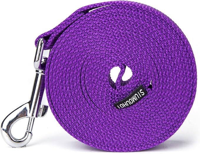 Siumouhoi Strong Durable Nylon Dog Training Leash, 1 Inch Wide Traction Rope, 6 ft 10ft 15ft Long, for Small and Medium Dog (Purple, 15 Feet)