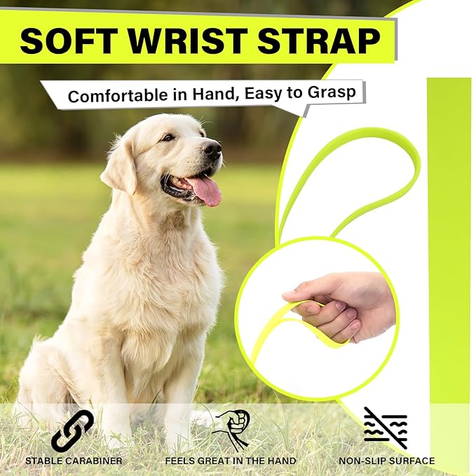 Waterproof Dog Leash 10ft, 16ft, 30ft, 50ft PVC Recall Long Line Dog Leash Beach Swimming Tracking Training Dogs Lead for Pet, Medium and Large Dogs