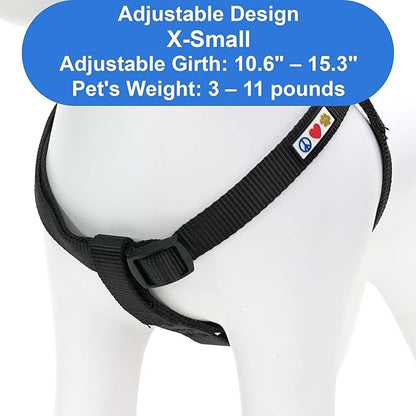 Pawtitas Solid Step-in Dog Harness – Adjustable No-Pull Vest for Puppies to Seniors, Safe & Comfortable XS Black