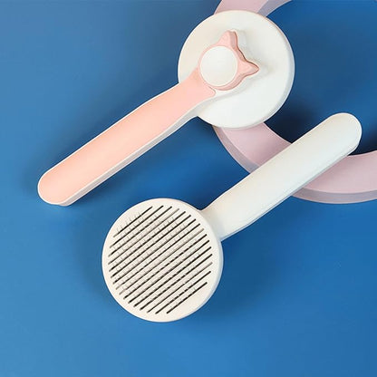 Cat Grooming Brush Slicker Brush for Pet Self Cleaning Hair Removal with Stainless Steel Needles Shedding & De-Matting Tool Hair Remover for Pet Dogs Cats (Pink)