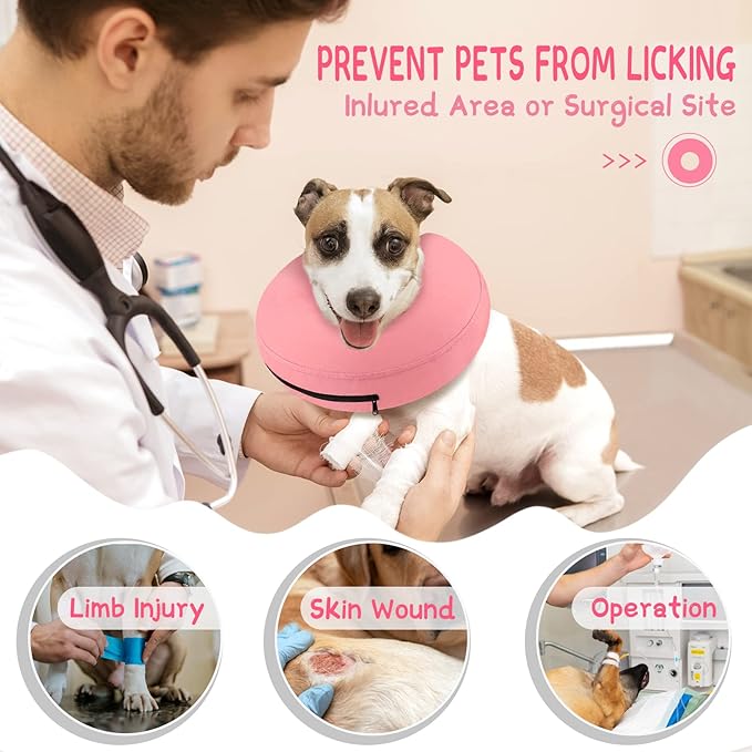 Supet Inflatable Dog Cone Collar for Small Dogs Puppies Cats, Soft Dog Cone Alternative After Surgery for Puppies Cats to Stop Licking