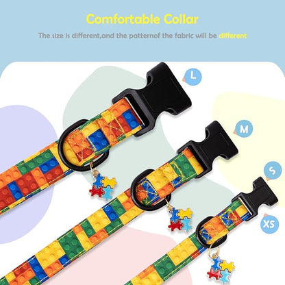 Faygarsle Dog Collar for Small Medium Large Dogs Colorful Puppy Collars for Female Dogs Toy Building Blocks Patterned Pet Collars for Summer Spring Wedding Puppy Girl Dog Collar XS