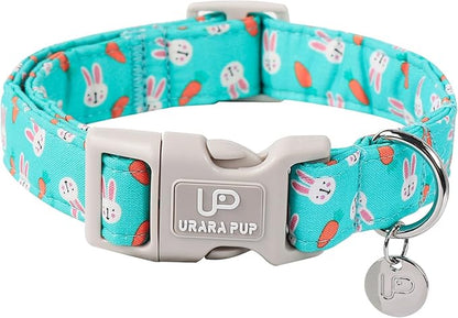 Easter Bunny Dog Collar, Cotton Easter Eggs Puppy Collar for Puppy Girl Boy Dogs, Lovely Easter Bunny Pet Collar with Durable Buckle, Easter Gift Dog Collar