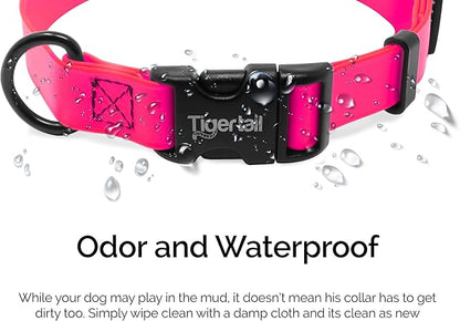 Tiger Tail X Small Pink Dog Collar | Waterproof and Odor-Proof for Active Pets | Durable, Anti-Mat, and Lightweight Design | Made with Premium Coated Nylon | Suitable for Extra Small Breed Dogs