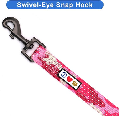 Pawtitas Camo Pink Dog Leash 6 ft M/L Reflective Durable Lightweight Dog Lead for Medium or Large Dogs and Puppies
