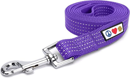 Pawtitas Purple Dog Leash 6 ft M/L Reflective Durable Lightweight Dog Lead for Medium or Large Dogs and Puppies