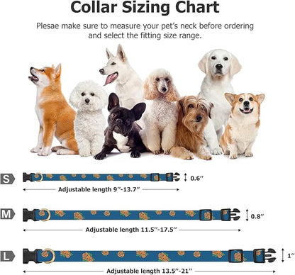 Cotton Handmade Dog Collar Cute and Distinctive Patterns Blue Tulip with Pendant for Girl Boy Dogs Collars M
