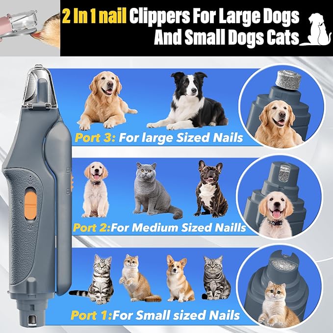 CATPICK 2-in-1 Cat Nail Clippers & Dog Nail Clippers Trimmers for Large Medium Small Dogs Cats Claw Trimmer Quick Sensor and Safety Guard USB Rechargeable with 2 LED Lights Dogs Nail Trimmer
