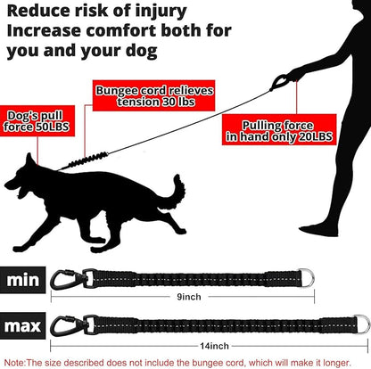 Rope Dog Leash 4 FT: Heavy Duty Leashes with Swivel Lockable Hook Reflective Threads Bungee and Padded Handle - Dog Lead for Large Small Medium Dogs Outside Walking Hiking Green