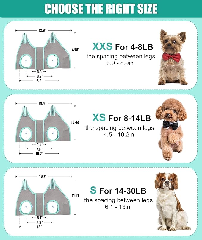 Kkiimatt XS Dog Grooming Hammock Harness, Grey, Nail Trimming, Holder, Restraint, Thick Neck Support