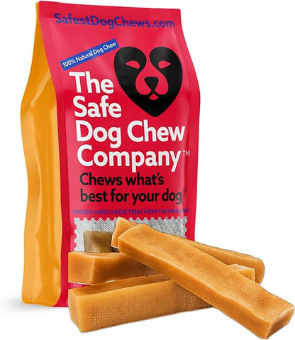 The safest All-Natural Cheese Chews - Large (Pack of 4) - NO Chunks, NO preservatives, NO Bad Smell, Great Teeth Cleaner, Super Long-Lasting