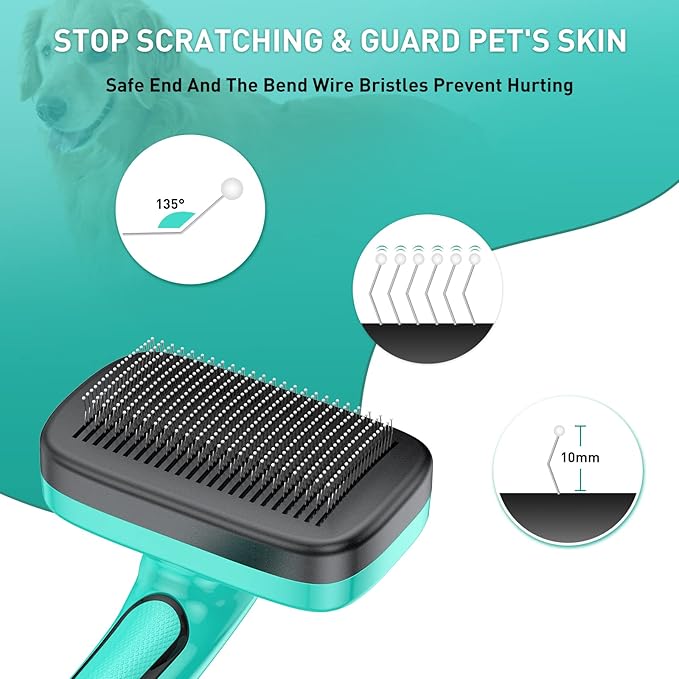 WOPQAEM 2 Pcs Self Cleaning Slicker Brush & Nail Clippers for Dog and Cats,Shedding Long and Short Haired Pets,Skin Friendly Deshedding Grooming Tool