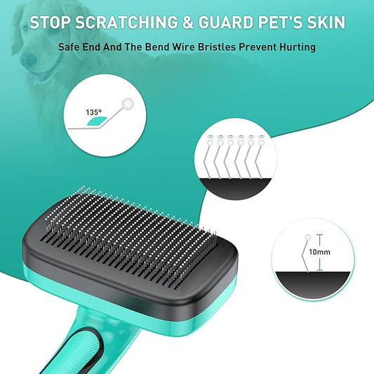 WOPQAEM 2 Pcs Self Cleaning Slicker Brush & Nail Clippers for Dog and Cats,Shedding Long and Short Haired Pets,Skin Friendly Deshedding Grooming Tool