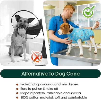 Kuoser Dog Surgery Suit, Dog Surgery Suit Male Neuter, Comfy Puppy Recovery Suit Doggie Onesie, Post-Op Onesie for Female & Male Dogs, Soft Protective Wear, BlueRibbon L