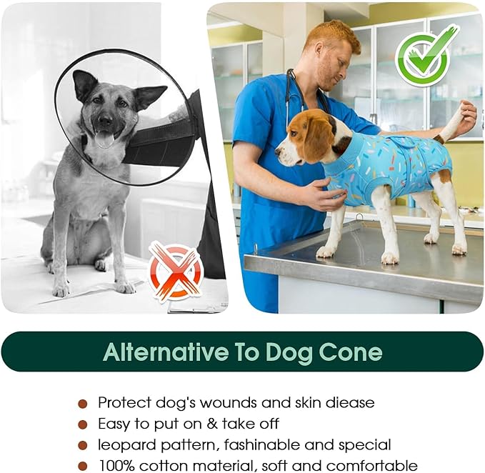 Kuoser Dog Surgery Suit, Dog Surgery Suit Male Neuter, Comfy Doggie Recovery Suit Doggie Onesie, Post-Op Onesie for Female & Male Dogs, Soft Protective Wear, BlueRibbon XXL