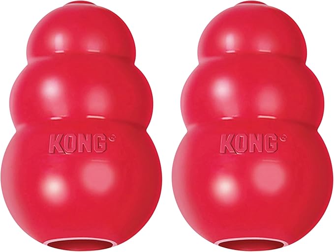 KONG Classic Stuffable Dog Toy - Fetch & Chew Toy for Dogs - Treat-Filling Capabilities & Erratic Bounce for Extended Play Time - Durable Natural Rubber Material - for Large Dogs (Pack of 2)