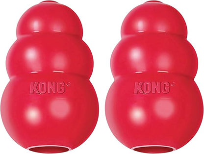 KONG Classic Stuffable Dog Toy - Fetch & Chew Toy for Dogs - Treat-Filling Capabilities & Erratic Bounce for Extended Play Time - Durable Natural Rubber Material - for Large Dogs (Pack of 2)