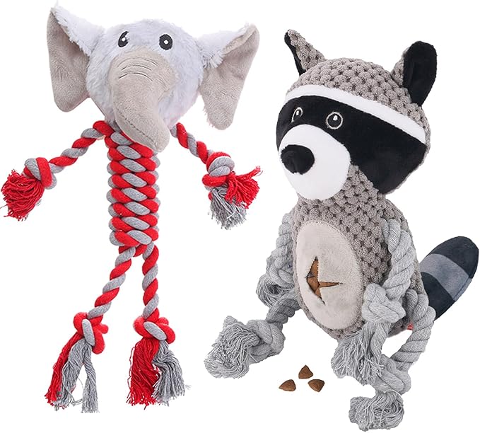 Rope Dog Toys to Keep Them Busy - Tug of War Dog Toys for Boredom Plush Interactive Squeaky Puppy Toys for Small Medium Large Dogs, Birthday Training Gifts