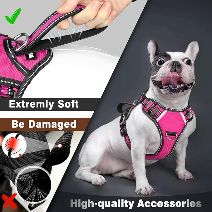 WINSEE Service Dog Vest No Pull Dog Harness with 7 Dog Patches, Reflective Pet Harness with Durable Soft Padded Handle for Puppies, Small, Medium, Large, and Extra-Large Dogs