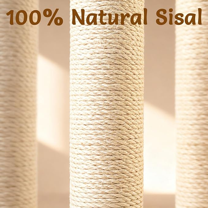 CWV 45" Tall Cat Scratching Post, Cute Rose Flower Cat Scratcher for Indoor Adult Cats & Kittens, Cat Tree Tower with Sturdy Base, Sisal Rope, Interactive Toys & Cat Gifts, Rascadores para Gatos