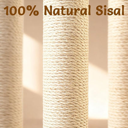 CWV 45" Tall Cat Scratching Post, Cute Rose Flower Cat Scratcher for Indoor Adult Cats & Kittens, Cat Tree Tower with Sturdy Base, Sisal Rope, Interactive Toys & Cat Gifts, Rascadores para Gatos