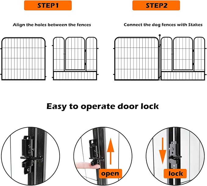 FOUWICK Dog Playpen Designed for Puppies/Small Dogs, Expandable Dog Pen for Indoor, 24 inch 8 Panels.Perfect Dog Pen for Camping, Yard, RV, Garden Fence, Black