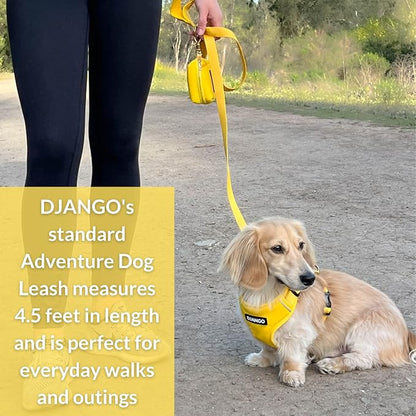 DJANGO Adventure Dog Leash – Strong, Comfortable, and Stylish Dog Leash with Solid Brass Hardware and Padded Handle - Designed for Outdoor Adventures and Everyday Use (Dandelion Yellow)