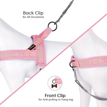 Didog No Pull Dog Harness with Breathable Mesh Padded, Quick Fit & Easy on Dog Vest Harness for Small Medium Large Dogs Training Walking(Pink,M)