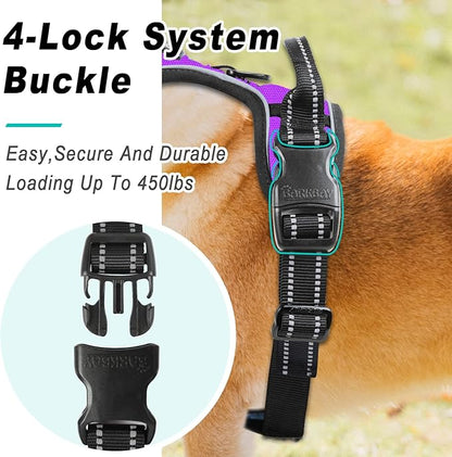 BARKBAY No Pull Dog Harness Large Step in Reflective Dog Harness with Front Clip and Easy Control Handle for Walking Training Running(Purple,M)