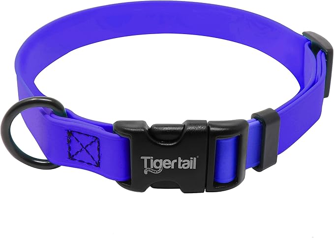 Tiger Tail X Small Indigo Dog Collar | Waterproof and Odor-Proof for Active Pets | Durable, Anti-Mat, and Lightweight Design | Made with Premium Coated Nylon | Suitable for Extra Small Breed Dogs