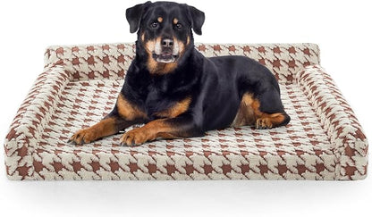 FURTIME Orthopedic Dog Beds Large Sized Dog, XXL Washable Memory Foam Pet Couch Bed with Removable Washable Cover, Non-Slip Bottom with Bolster Sides, Brown