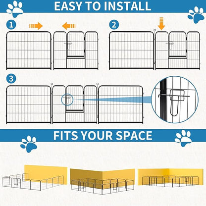 NEWBULIG Dog Playpen 16 Panels 40" Height Foldable Heavy Duty Metal Dog Exercise Playpen Puppy Fence for Indoor Outdoor Yard