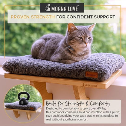 Moana Love Cat Window Bed - Cozy Window Perch for Cats Inside - Stylish Cat Furniture with Soft Cushion, Perfect Kitten Bed & Cama para Gatos for Sunbathing, Hamaca para Gatos
