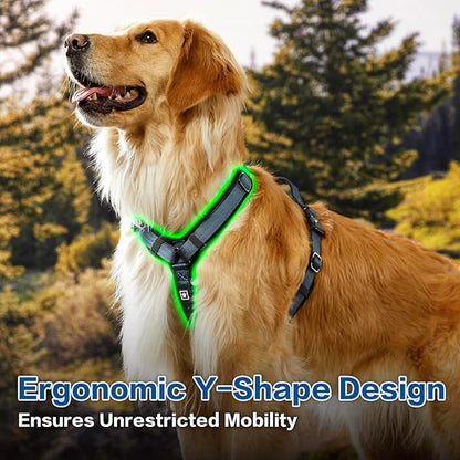 PawsPassion Dog Harness for X-Large Dogs, No Pull Dog Harness Easy Walk with Metal Hardware, Ergonomic Y-Shaped Design, Soft Padding, Padded Handle, Durable High-Tensile Nylon (Nightfall, XL)