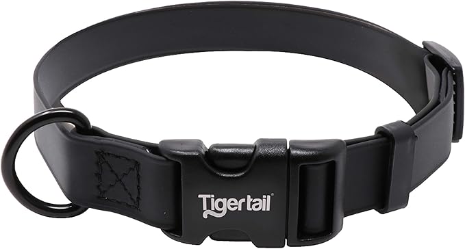 Tiger Tail Black Small Dog Collar | Waterproof and Odor-Proof for Active Pets | Durable, Anti-Mat, and Lightweight Design | Made with Premium Coated Nylon | Suitable for Small Breed Dogs