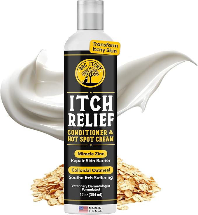 Allergy Armor Itch Relief Conditioner & Hot Spot Cream for Dogs | Medical-Strength Colloidal Oatmeal & Zinc for Dogs | Fortify Skin Barrier | for Dry, Itchy Skin, Dandruff | Made in USA | 12 oz