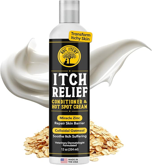 Allergy Armor Itch Relief Conditioner & Hot Spot Cream for Dogs | Medical-Strength Colloidal Oatmeal & Zinc for Dogs | Fortify Skin Barrier | for Dry, Itchy Skin, Dandruff | Made in USA | 12 oz