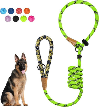 lynxking Slip Lead Dog Leash Reflective, Heavy Duty Comfortable Strong Rope for Large Medium Small Dogs No Pull Pet Training (Light Green, 2PCS Large 1/2in x 6ft)