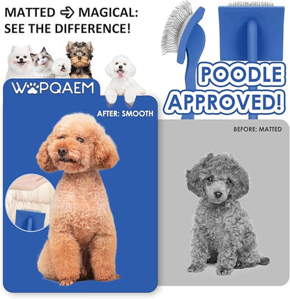 Slicker Brush for Dogs, Large Dog Brush to Long Haired Dogs for Goldendoodles Poodles Doodles Bernedoodles, Long Pin Grooming Kits to Dematting & Reducing Tangles and Fluff, Blue