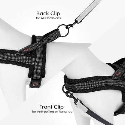 Didog No Pull Dog Harness with Breathable Mesh Padded, Full Reflective & Quick Fit Adjustable Vest Harness, Easy for Training Walking for Small & Medium and Large Dogs (Black, M:Chest 21-26")