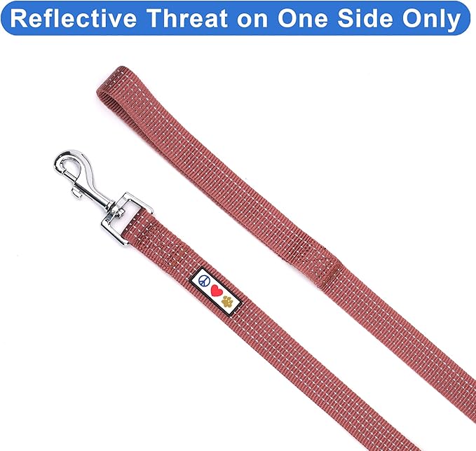 Pawtitas Marsala Brown Dog Leash 6 ft M/L Reflective Durable Lightweight Dog Lead for Medium or Large Dogs and Puppies