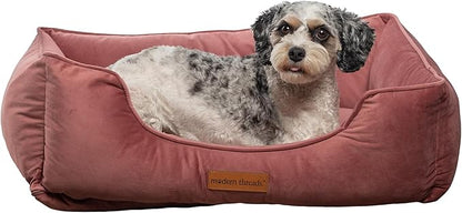 Modern Threads Luxury Dog Bed - Comfortable Tufted Velvet Cushion for Small to Large Dogs - Machine Washable - Durable & Cute Sleep Space for Pets - Pamper Your Pet with Cozy Beds - Rosewood