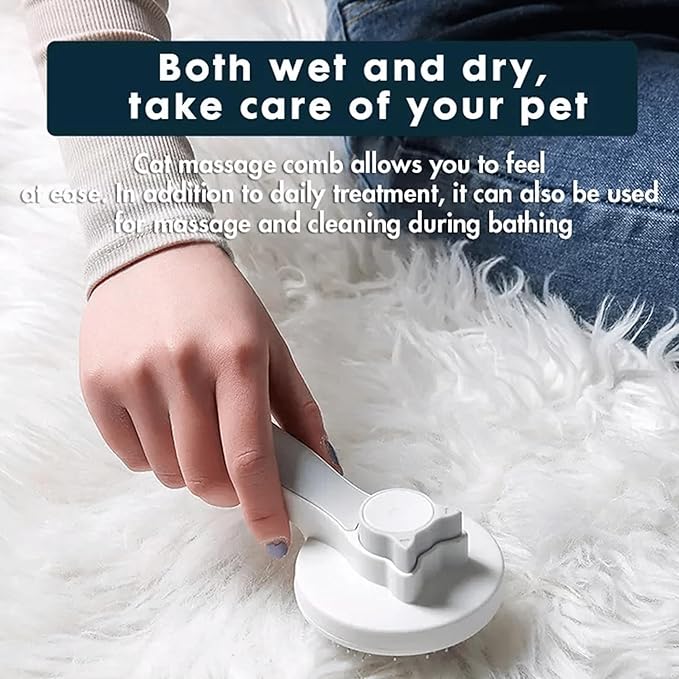 Cat Grooming Brush Slicker Brush for Pet Self Cleaning Hair Removal with Stainless Steel Needles Shedding & De-Matting Tool Hair Remover for Pet Dogs Cats (White)