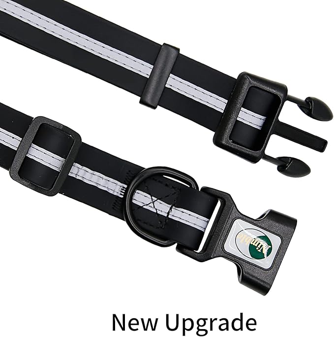 NIMBLE Dog Collar Waterproof Pet Collars Anti-Odor Durable Adjustable PVC & Polyester Soft with Reflective Cloth Stripe Basic Dog Collars S/M/L Sizes (Medium (11.81”-18.5”inches), Black)