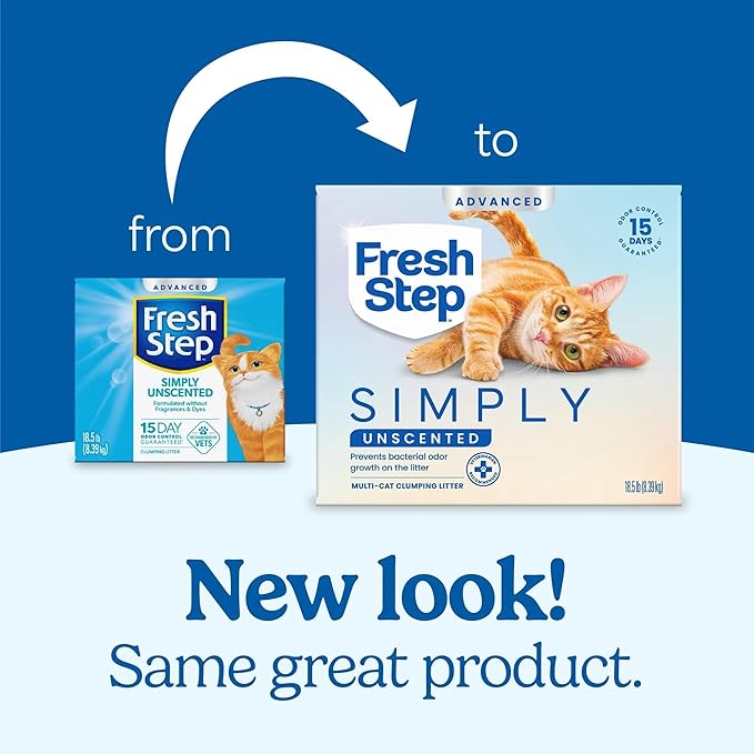 Fresh Step Advanced Simply Unscented Clumping Litter, Fresh Step Unscented Cat Litter Fights Odor on Contact, 37 lbs. (2 x 18.5 lb. Box)