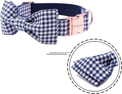ARING PET Bowtie Dog Collars Adjustable Collar with Bow Tie for Puppy Small Medium Large Boy Girl Dogs-Size M Length 13.5-22"
