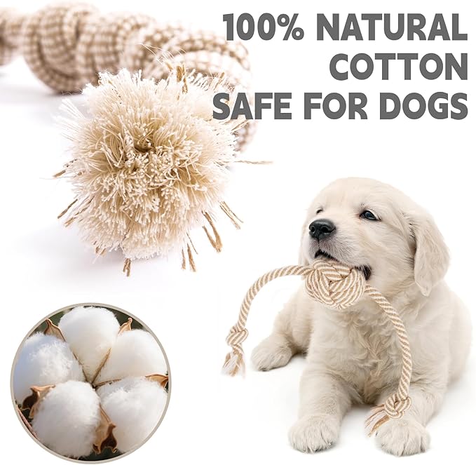 PATTEPOINT Dog Rope Toy for Small Dog 3pcs, Natural Chew Toys for Puppy, Medium & Small Dogs, Tug of War Rope for Puppies Clean & Relieve Teething